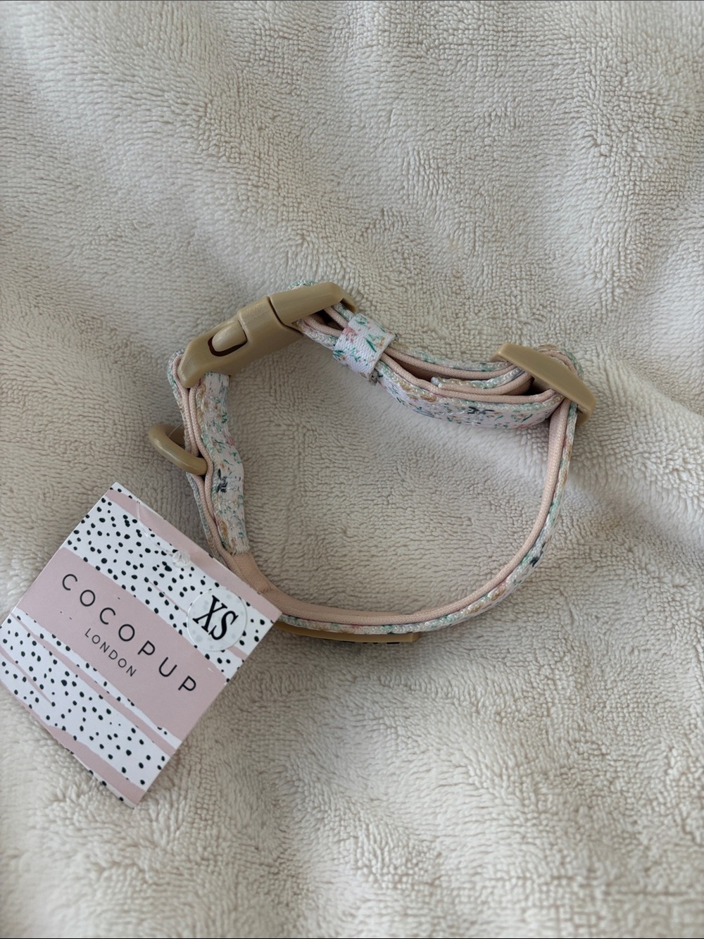 CocoPup XS Floral Beige Adjustable Dog Collar